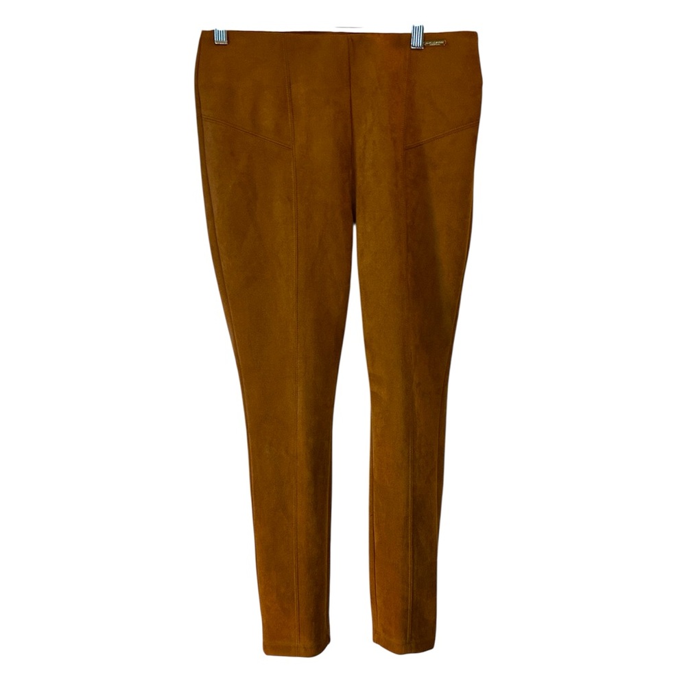 Marc New York Suede Pants Skinny Pull On Stretchy Classic Chic Brown Tan Medium